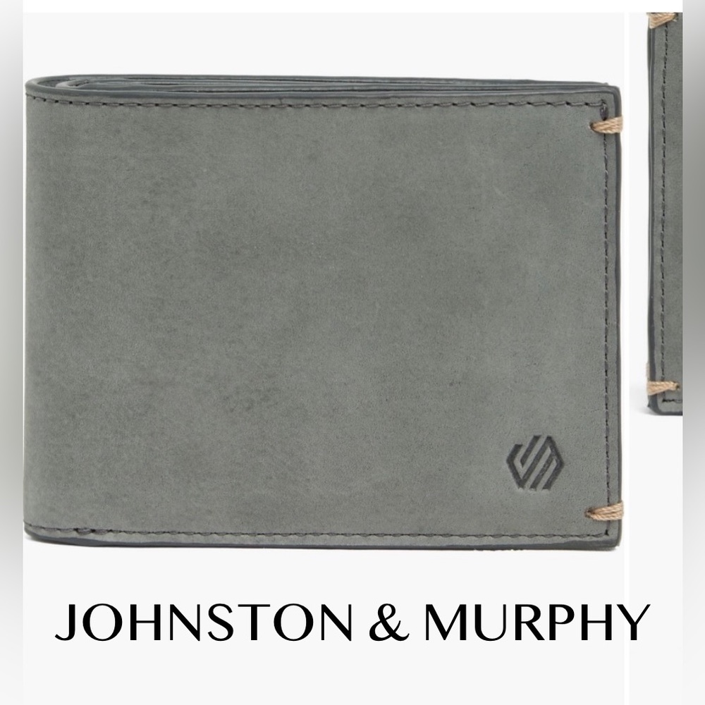 Johnston & Murphy Bifold Leather Wallet ✨ Grey